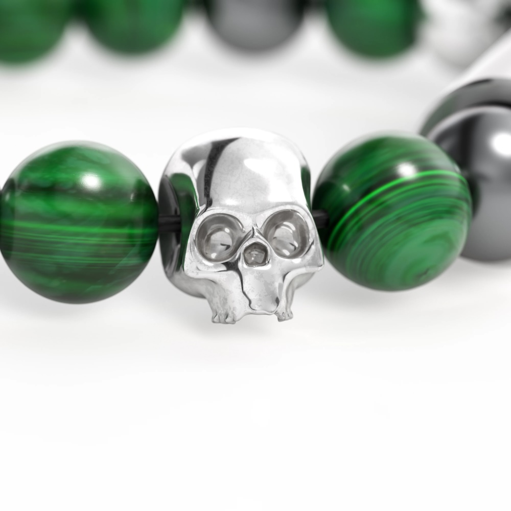 Punch Bracelet Verde Cobre Skull
