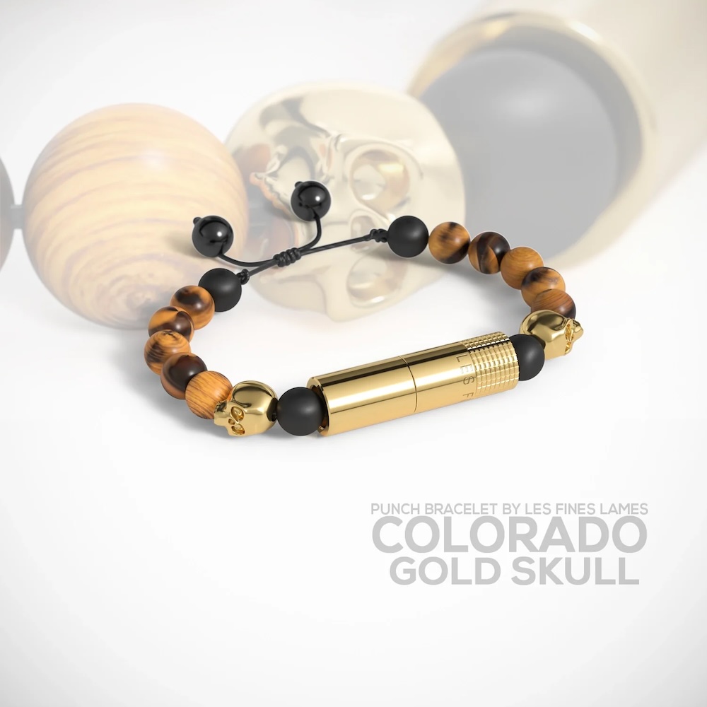 ﻿ Les Fines Lames ﻿﻿ Punch Bracelet Colorado Gold Skull 