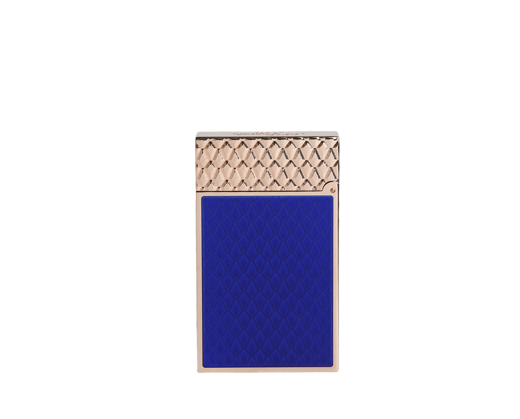 Briquet Ligne 2 guilloche sous laque bleue et or rose