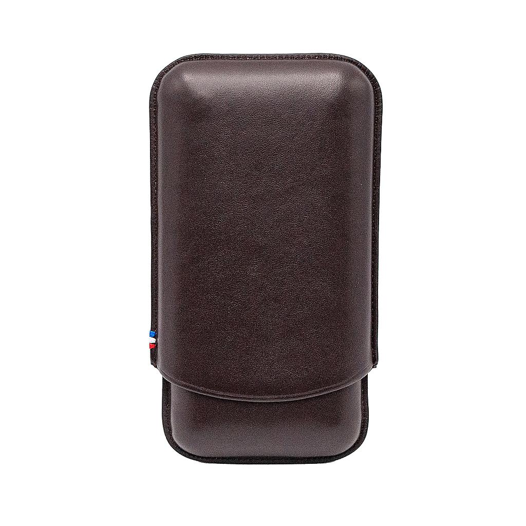 Étui Dupont 3 cigares cuir marron