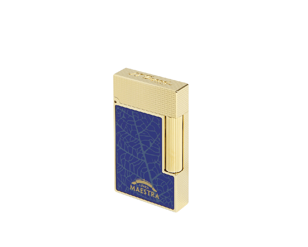 Briquet Dupont Ligne 2 Partagas Linea Maestra  bleu et or