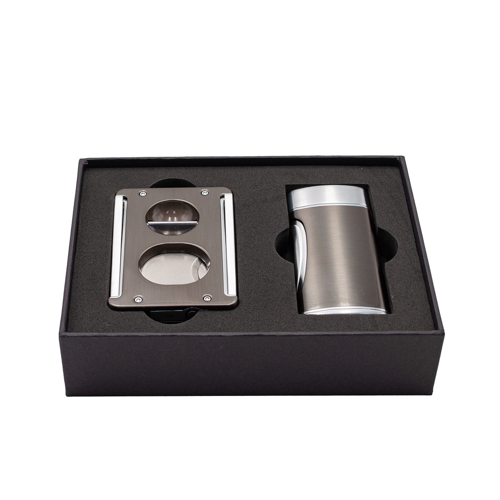 Tycoon Set Coupe-Cigares & Briquet Gun métal
