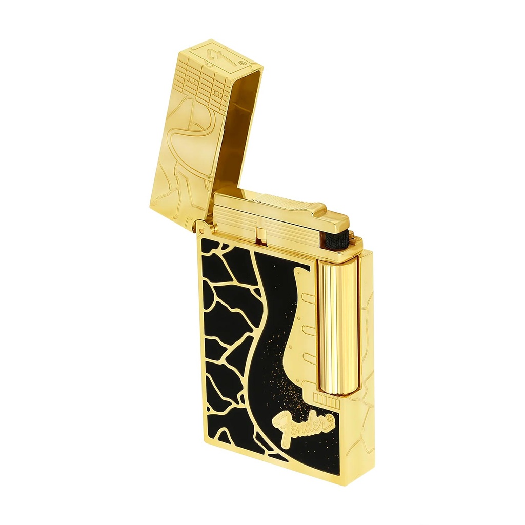 Briquet Dupont Ligne 2 Cling Fender noir et doré