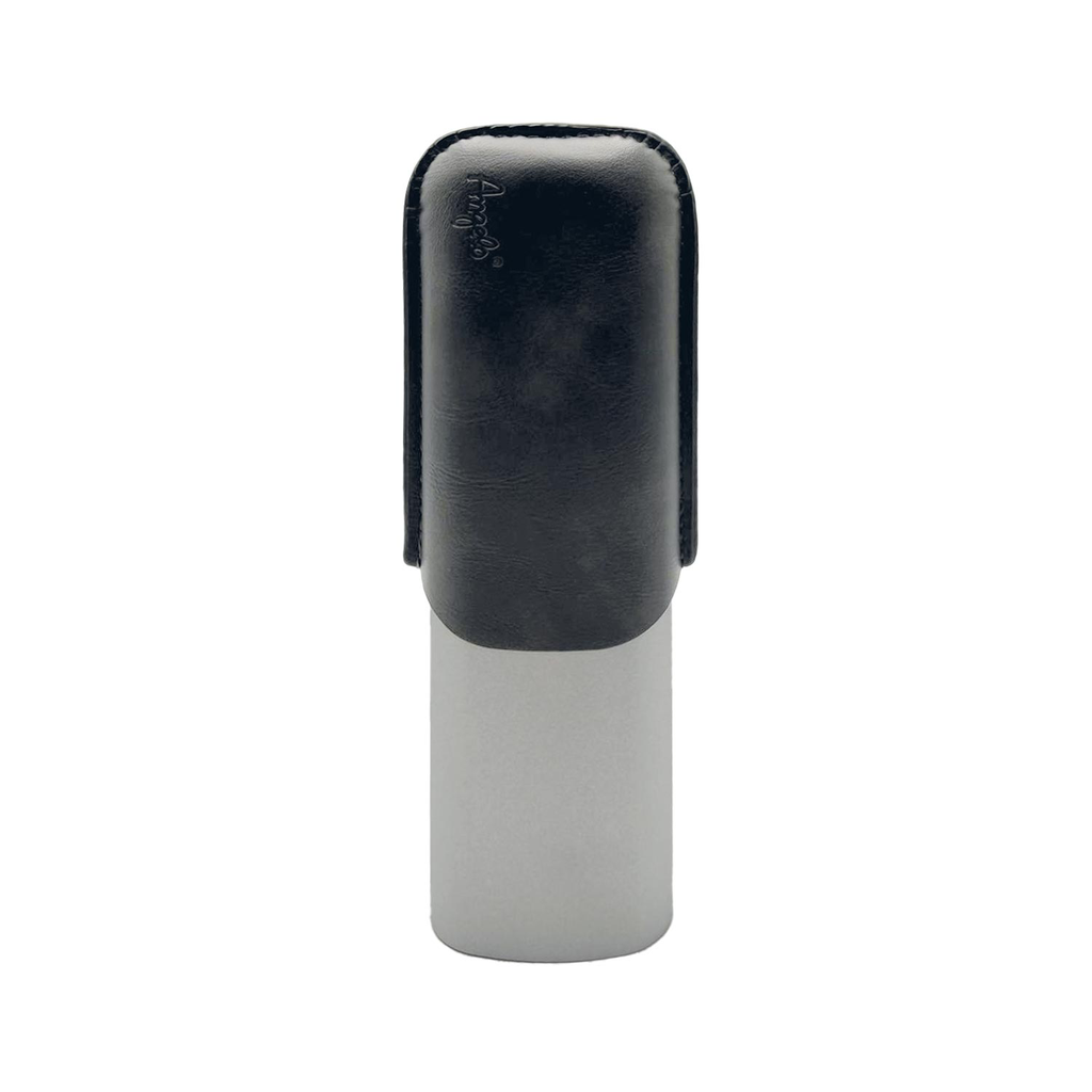 Angelo Etui 2 cigares Cuir gris et métal argenté