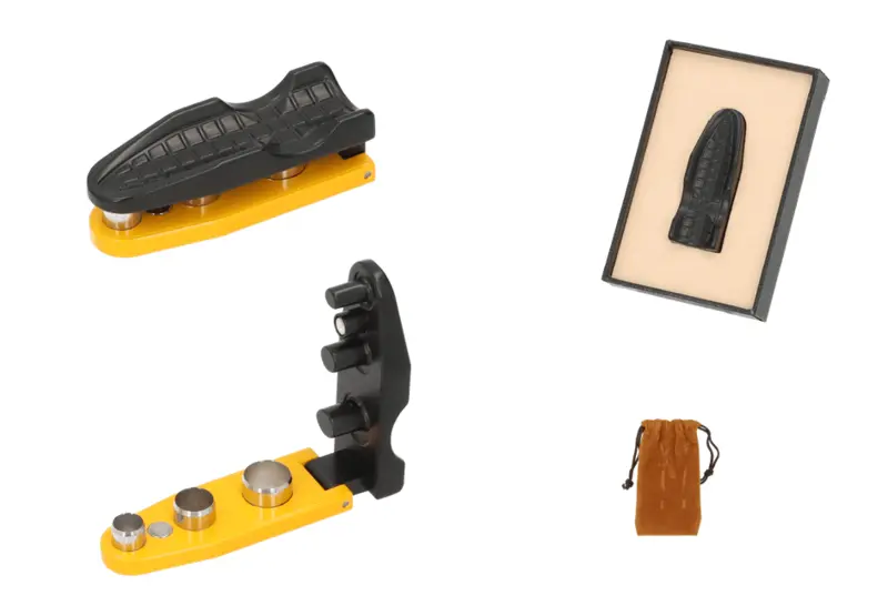 Angelo Cigar punch black/yellow, 3 Sizes Ø7+9+11mm with cigar rack