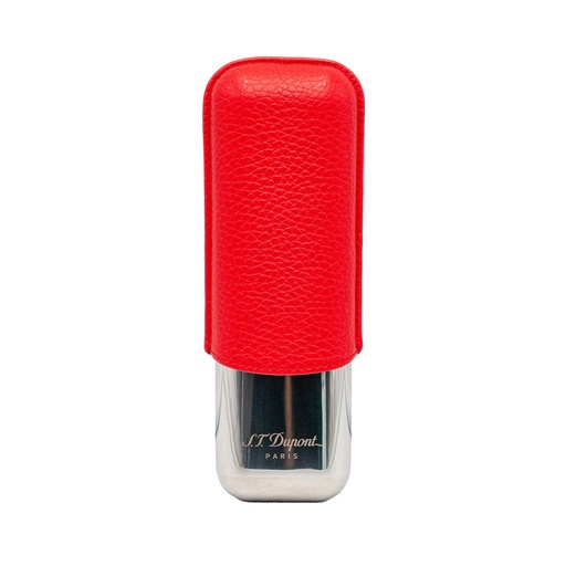 Étui S.T. Dupont 2 cigares rouge et chrome grainé