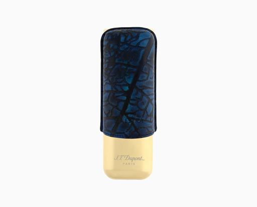 Étui S.T. Dupont 2 cigares Partagas Linea Maestra bleu et or