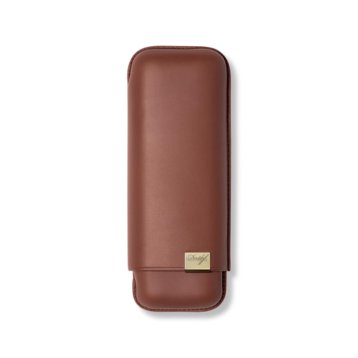 Étui 2 cigares XL Cuir brun gold