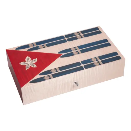 Elie Bleu Coffret à Cigares "Cuban Flag" Couleurs Cubaine - 110 Cigares 